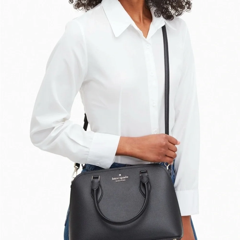 New Kate Spade Crosbody Satchel Leather Black Handbag Darcy